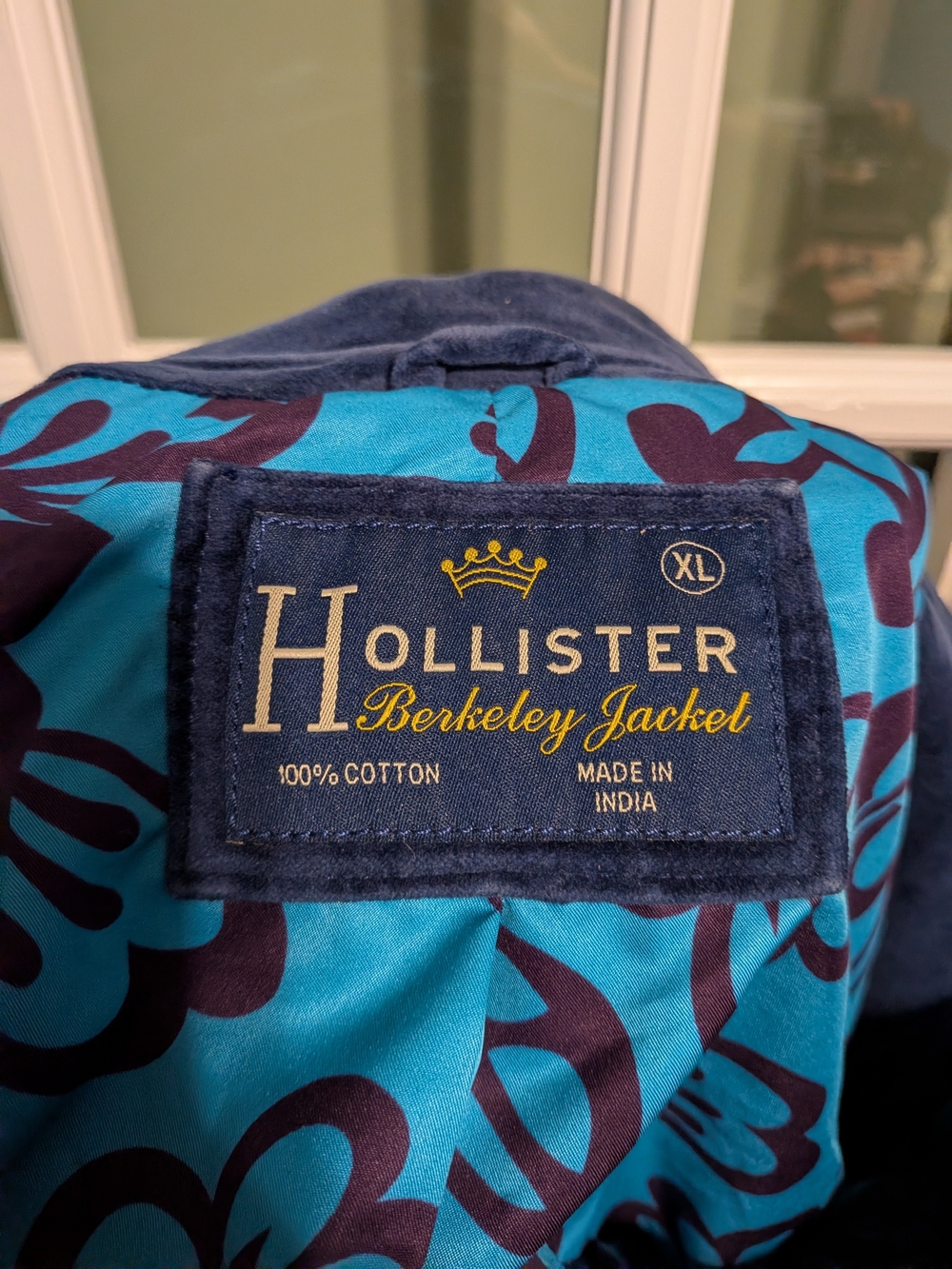 VTG Hollister Berkeley Velvet Lounge Jacket XL Blue Floral Lining Like New Y2K - Picture 4 of 4